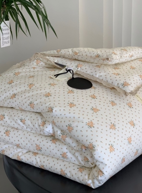 韩国大鹅2米双人全棉春秋被可机洗纯棉小碎花亲肤柔软四季被水洗