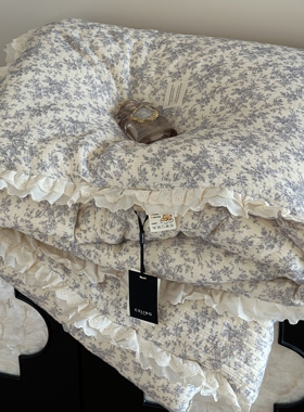 法式碎花全棉可机洗春秋被柔软加厚保暖双层纱纯棉冬被暖气房