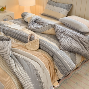 韩式 全棉卡通150x200豆豆被单人可机洗全棉春秋被加厚保暖秋冬毯