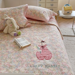 韩式砂洗双面全棉纱布床盖四件套搭配同款纯棉可机洗春秋豆豆被