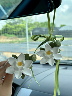 车载香薰荷花汽车香氛莲花出风口车内饰品扩香石挂件香水新车礼物