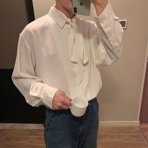 春装韩式潮流领带设计雪纺宽松长袖衬衫1003C1821P55,男装衬衫,星座1003