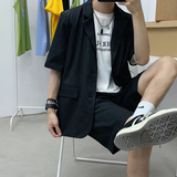 春夏新款潮流韩系宽松纯色短袖西服套装1003W308P105，男装西服套装，星座1003