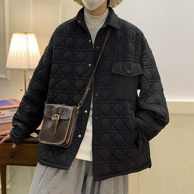 秋冬新款宽松格纹潮流百搭中性韩系棉衣外套1003W203P95,男装棉衣,星座1003