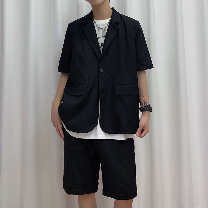 春夏新款潮流韩系宽松纯色短袖西服套装1003W308P105,男装西服套装,星座1003