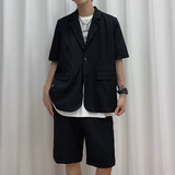 春夏新款潮流韩系宽松纯色短袖西服套装1003W308P105，男装西服套装，星座1003