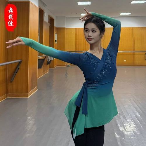 新品古典舞纱衣练功服女一条大河舞蹈服上衣中国舞女飘逸艺考班服