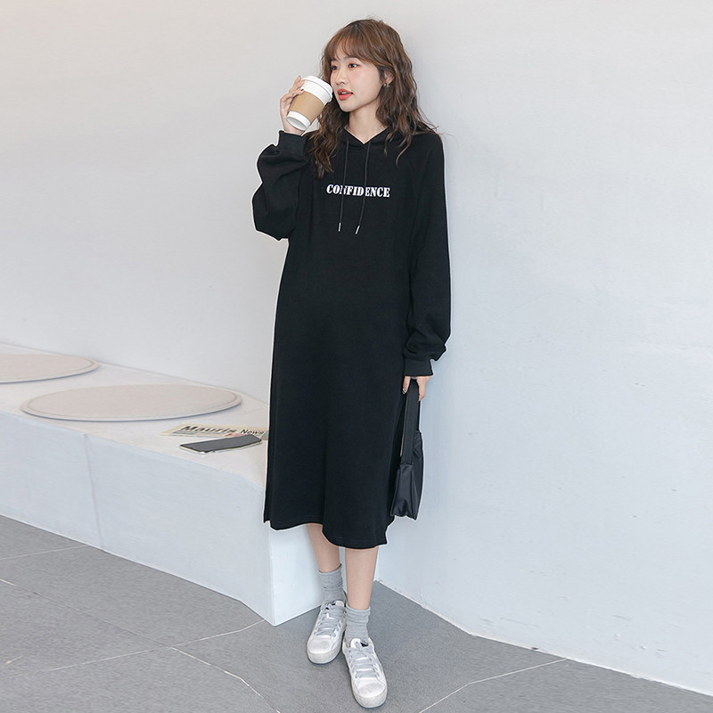 서양식 임산부 가을 겨울 맨투맨 롱 원피스 패셔너블한 2024 신상 여성 봄 가을 양복 트렌디한 상의