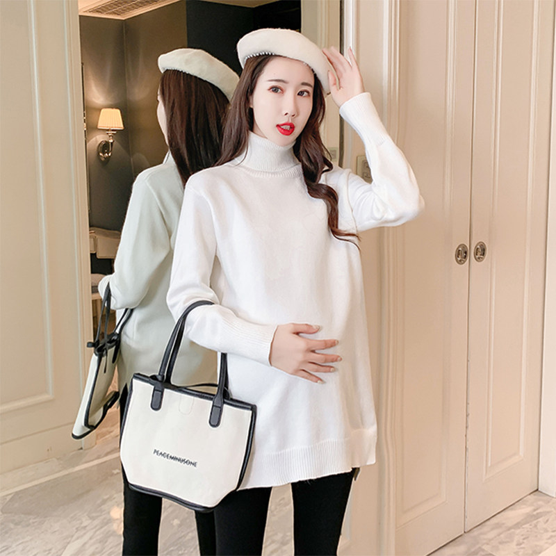 출산 가을 겨울 바닥 셔츠 스트레치 니트 스웨터 봄 가을 이너 탑 짧은 단색 출산 스웨터 가을 겨울