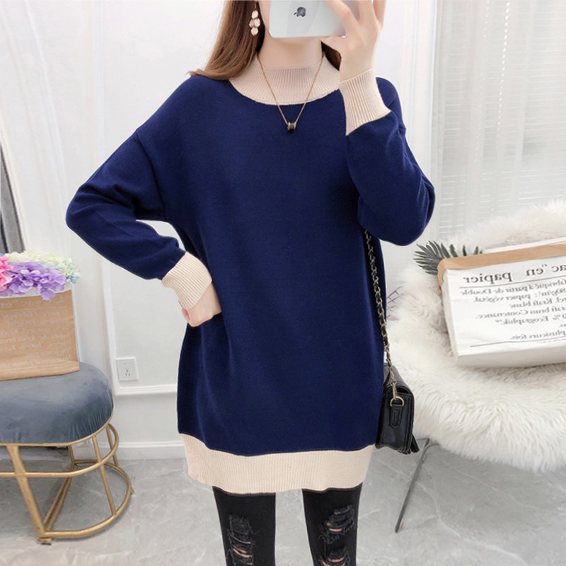 임부복 가을 정장 패셔너블한 가을 겨울 스웨터 중간 길이 야외 대형 상의 겨울 스웨터 재킷