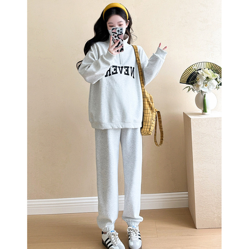 임산부 가을 여름 정장 패셔너블한 새로운 대형 상의와 스웨트셔츠 투피스 임산부 정장 봄 가을 드레스
