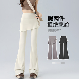 高腰显腿鲨鱼裤假两件微喇瑜伽裤女2026夏季新款运动健身屁帘裙裤
