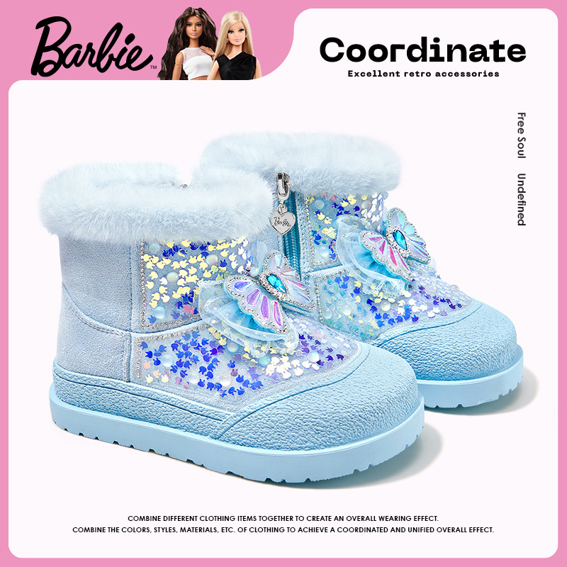 芭比童鞋女童雪地靴2025新款冬季
