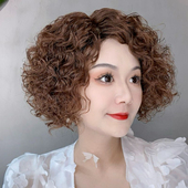 假发女卷发任意分缝真人发丝全头套蓬松轻薄高档时尚 高级感遮白发