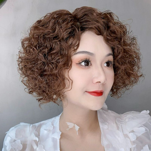 假发女卷发任意分缝真人发丝全头套蓬松轻薄高档时尚高级感遮白发