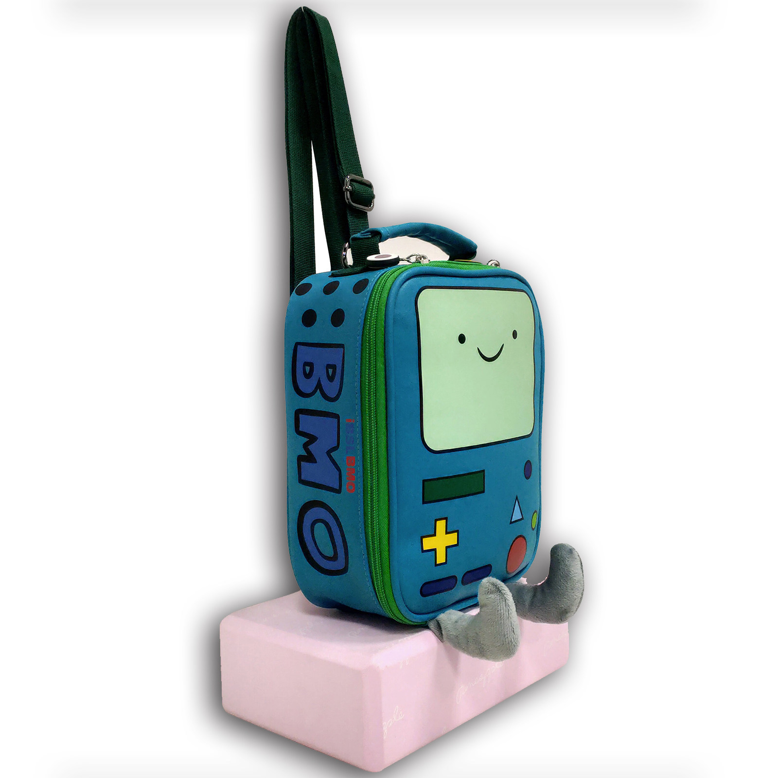 正版bmo哔莫游戏机探险活宝时光双肩背包立体防水卡通书包pu绿色