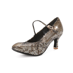 ADSMISSFUNl广场舞AG5013 软羊皮毛皮底探戈 006幻彩蛇紋女摩登鞋