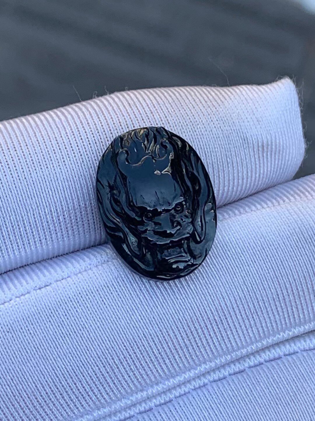 凝墨家天然缅甸翡翠冰种墨翠龙头戒面裸石可代镶嵌设计