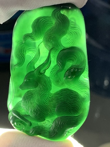 天然缅甸翡翠a货冰种墨翠九尾狐吊坠可代镶嵌男士女士挂件吊坠