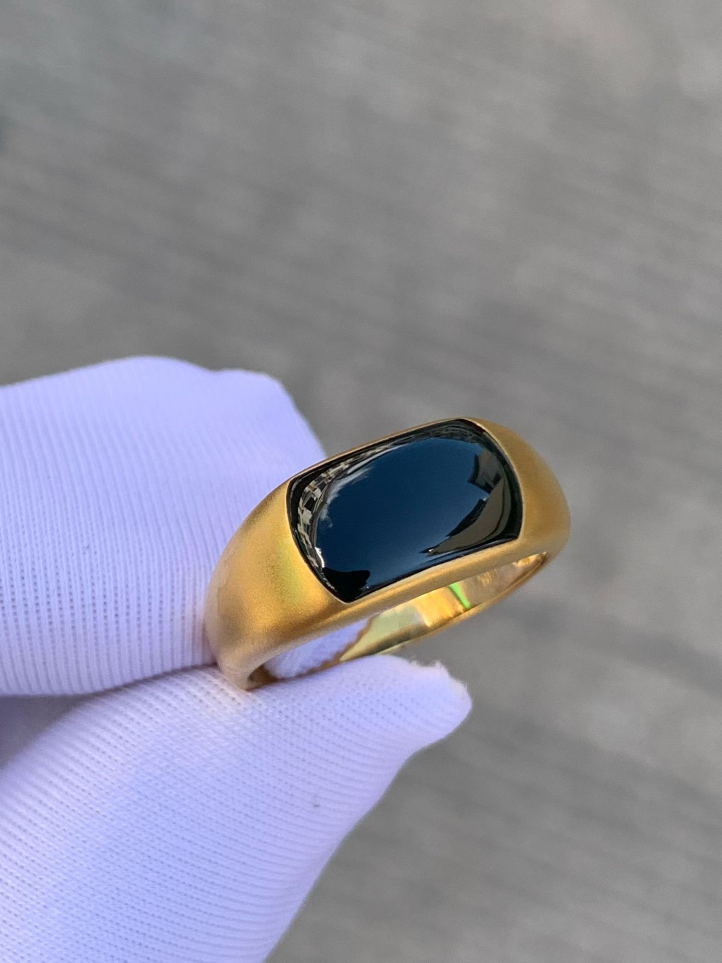 凝墨家天然缅甸翡翠冰种墨翠18k黄金戒指中性款男女通用15圈口