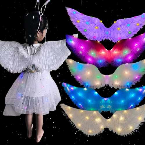 天使翅膀白色羽毛翅膀装饰成人儿童表演万圣节道具公主花童装扮