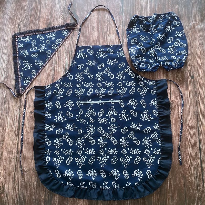 纯棉小清新田园风背带式全身围裙
