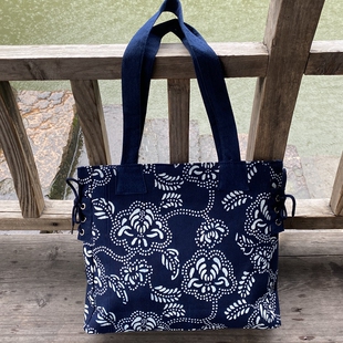 乌镇手工蜡染蓝印花布单肩背包手提包复古民族风时尚印花布艺包