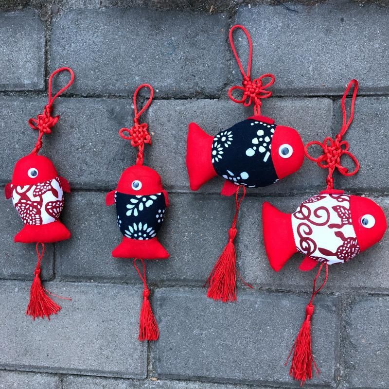 乌镇纪念品手工布艺鱼蓝印花布小鱼挂饰幼儿园家居装饰车载挂饰