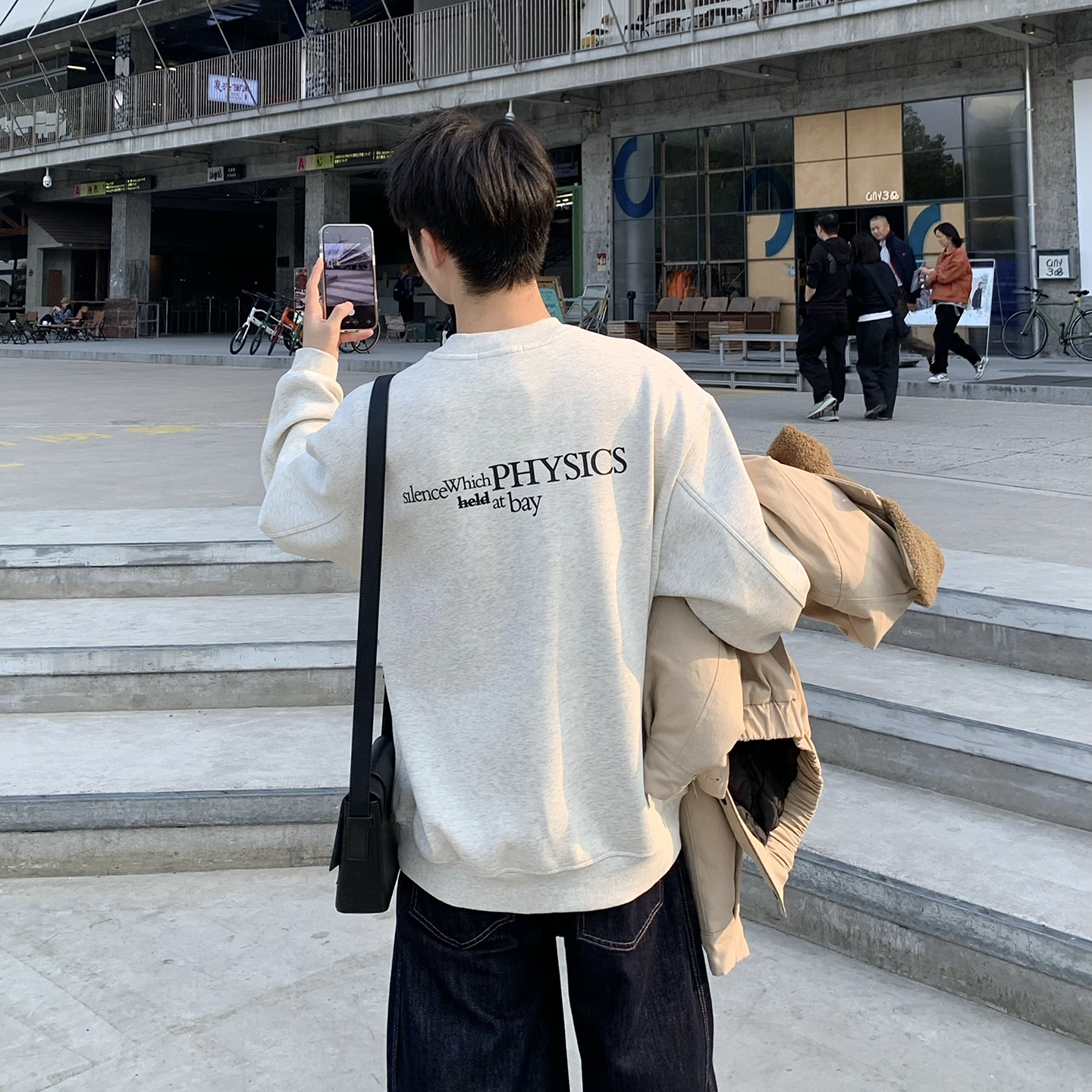 540g重磅加绒圆领卫衣男款冬季2025新款美式保暖无帽内搭外套男