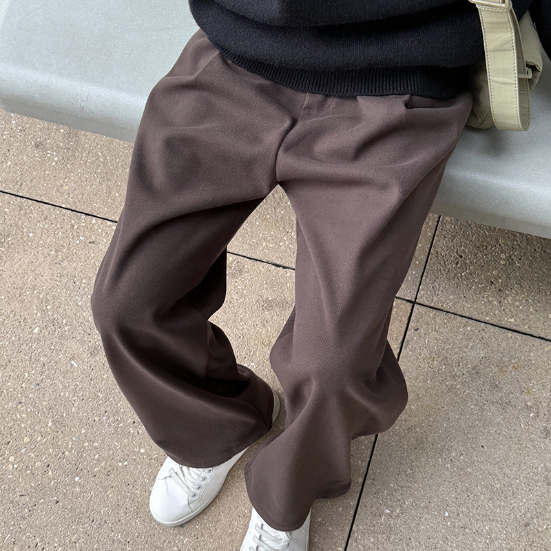 纯色松紧腰呢料加厚西裤男春秋季2025新款长裤子宽松休闲裤