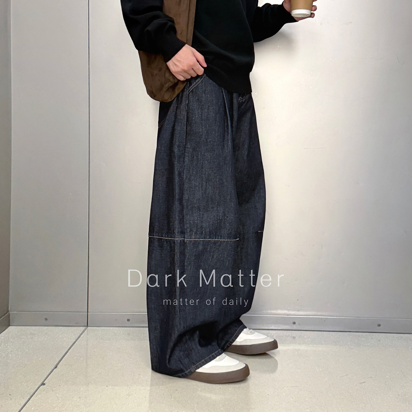 【明线牛仔】Dark Matter原色打褶90S阔腿牛仔裤男秋宽松休闲长裤
