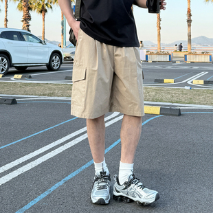 卡其色宽松休闲多口袋五分裤 暗物质纯棉复古日系夏季 男款 短裤 工装