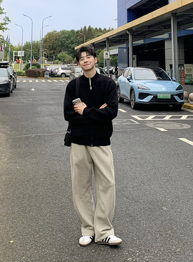 420g重磅直筒加绒卫裤男秋冬季宽松保暖厚实垂感休闲长裤2026新款