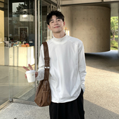 半高领白色双面德绒打底内搭男秋冬季 2026新款 宽松保暖T恤上衣