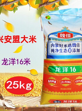 魏佳大米龙洋16米25kg兴安盟大米长粒香米扎赉特龙洋十六东北大米
