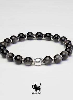 925纯银天然7A双眼银曜石手串