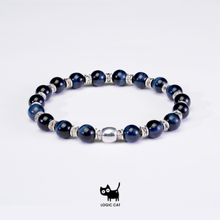 Logic 925纯银收藏级天然蓝虎眼石原创设计招财转运神器手串 Cat