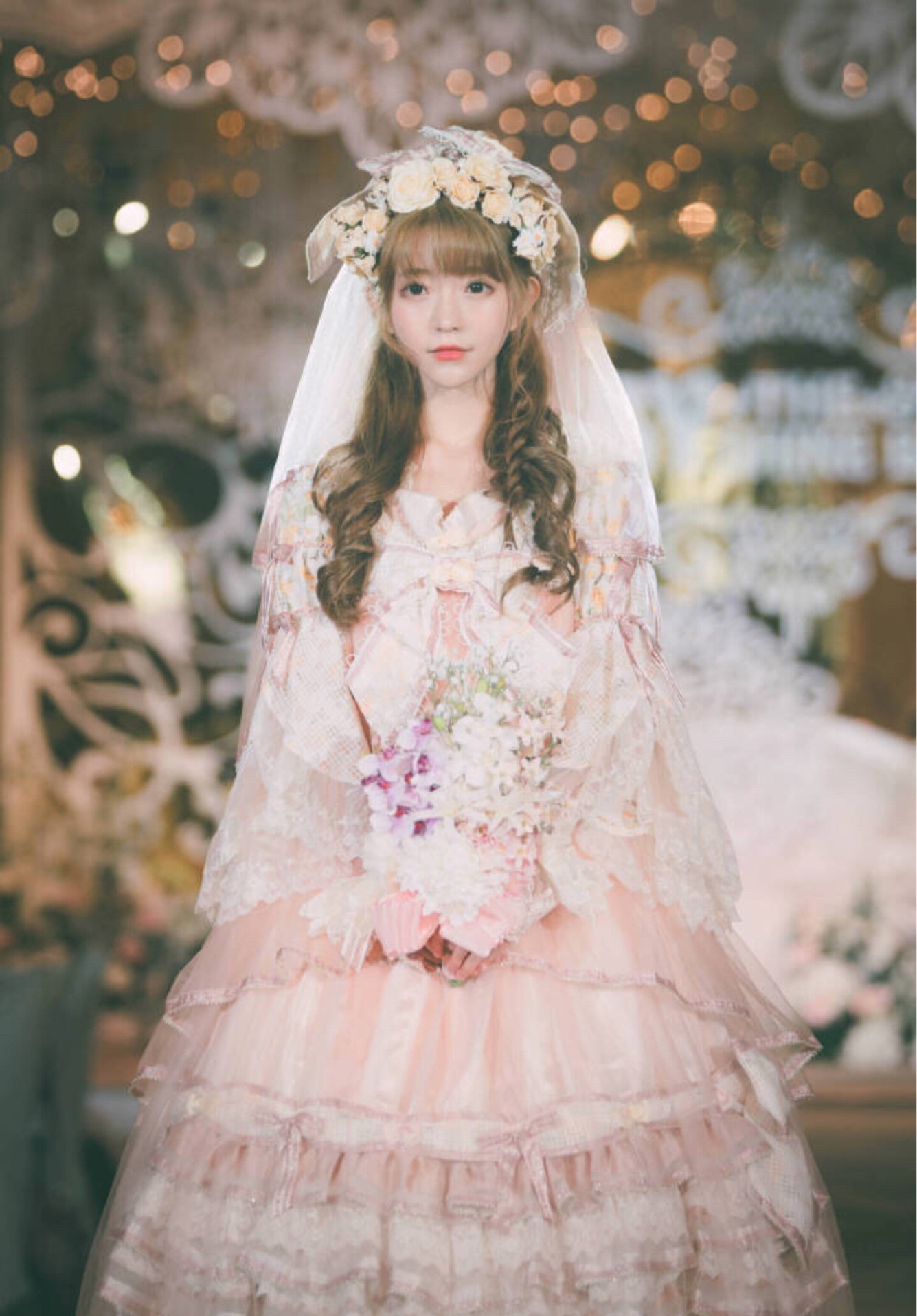 Spot baby peace Spring Pink gorgeous dress Japanese Lolita Dress Lolita Dress