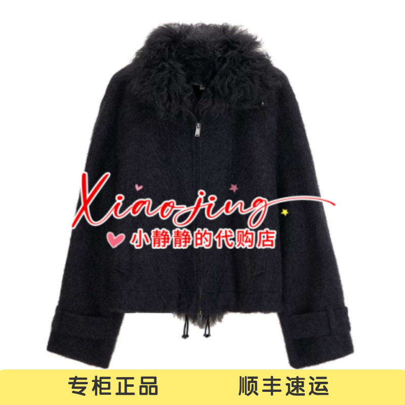 AK90301518-4590 专柜正品2026冬季毛领绒感毛呢外套