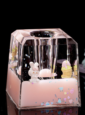 亚克力方形入油油滴笔筒漂浮卡通