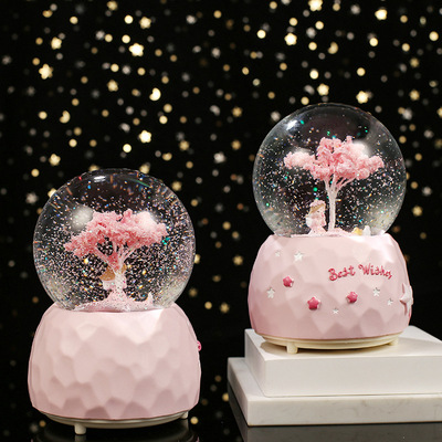 浪漫女孩水晶球梦幻飘雪八音盒