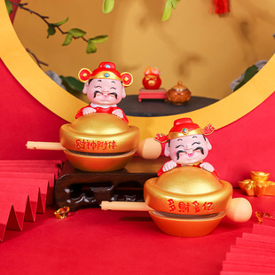 财神+小木鱼敲敲乐解压玩具网红爆款卡通潮玩公仔工位办公室摆件