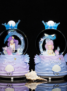 梦幻美人鱼公主水晶球发光音乐盒