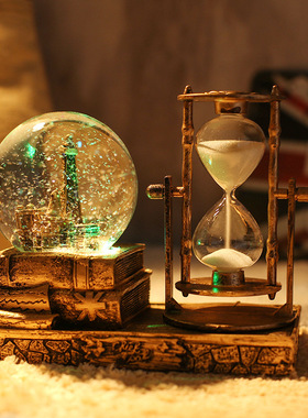 创意复古水晶球铁塔沙漏闪灯音乐