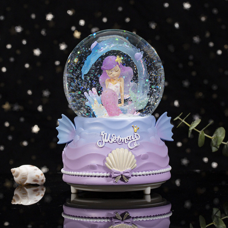 美人鱼飘雪水晶球儿童音乐盒