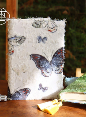 真我 羽衣蝶 流苏肌理手工布书衣套装A5A6手帐本手账封套日记本