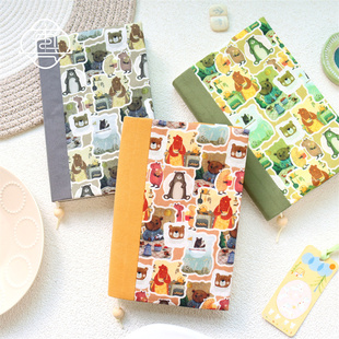 真我 可爱童趣手工布书衣手账A5A6手帐本记事本封套日记 森林贴画