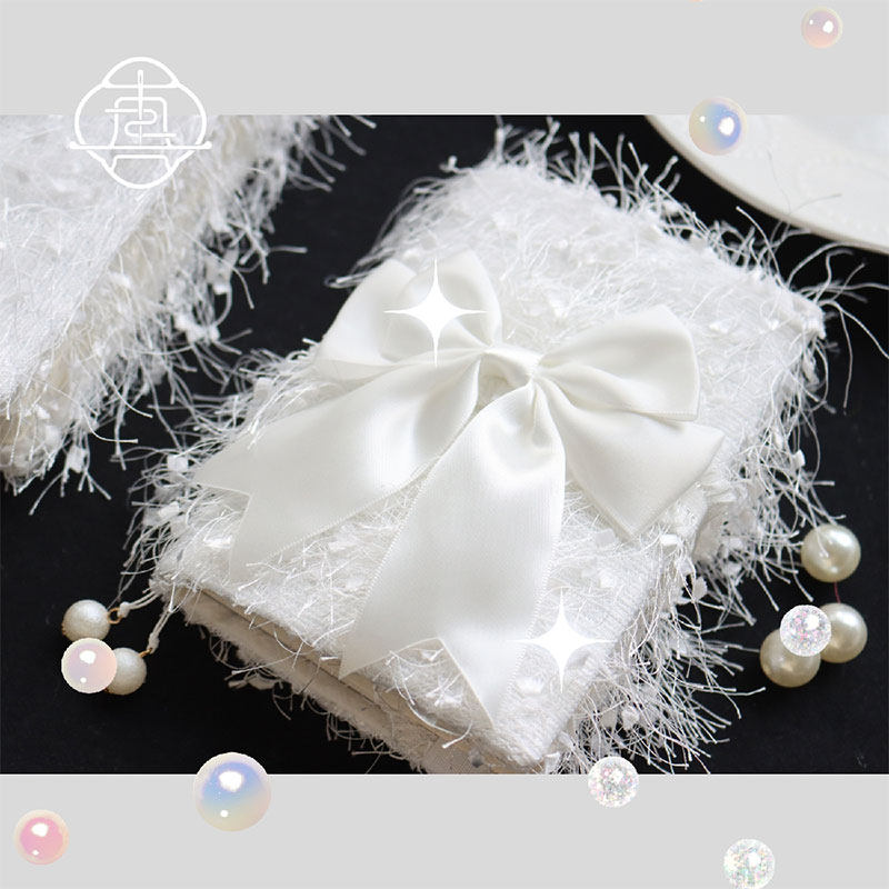 真我 小雪豆  白色文艺手工布书衣 手账本A5A6手帐封套笔记本