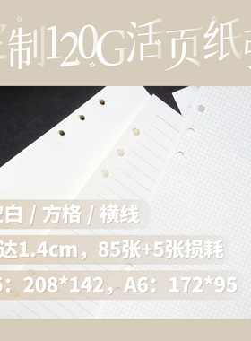 真我自制120G活页A5 A6 M5替芯纸张 方格 空白 横线 加厚
