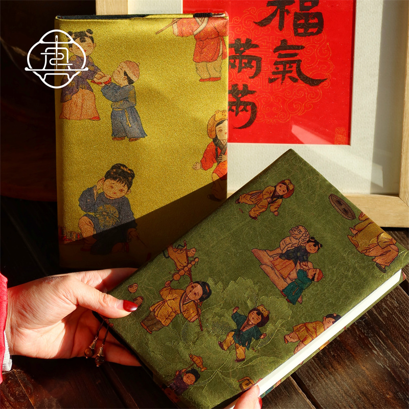 真我百子图非遗真丝香云纱手帐本